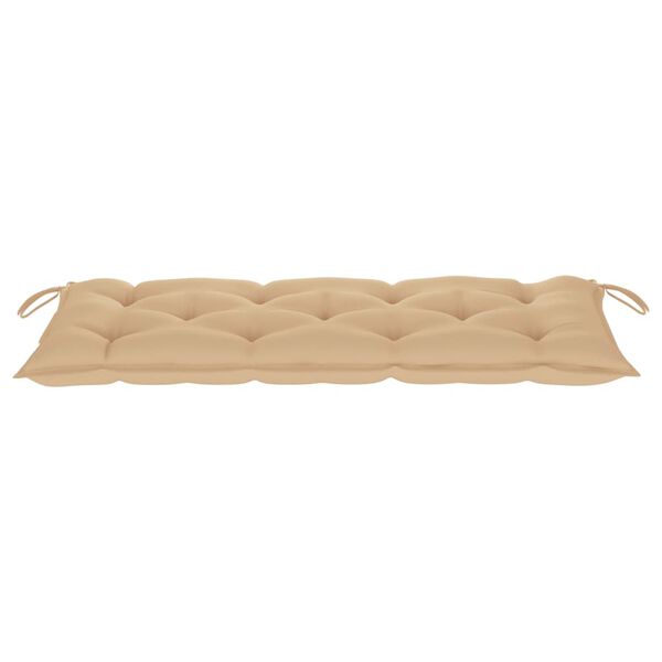 vidaXL Banc de jardin avec coussin beige 120 cm Bois de teck massif