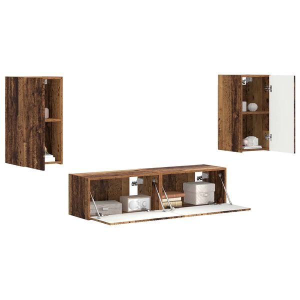 vidaXL Ensemble meuble TV 4 pcs Bois ancien Bois d'ing&eacute;nierie