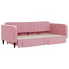 vidaXL Lit de jour avec gigogne et tiroirs rose 100x200 cm velours