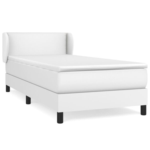 vidaXL Sommier &agrave; lattes de lit avec matelas Blanc 100x200cm Similicuir