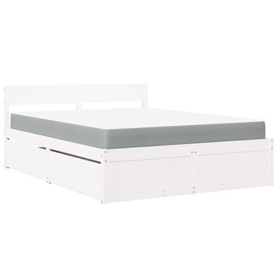 vidaXL Lit avec tiroirs et matelas blanc 160x200 cm bois massif de pin