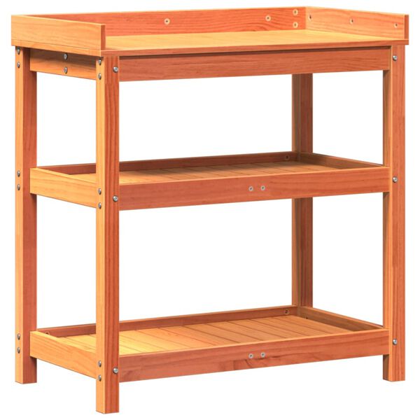 vidaXL Table de rempotage avec &eacute;tag&egrave;res marron bois massif de pin