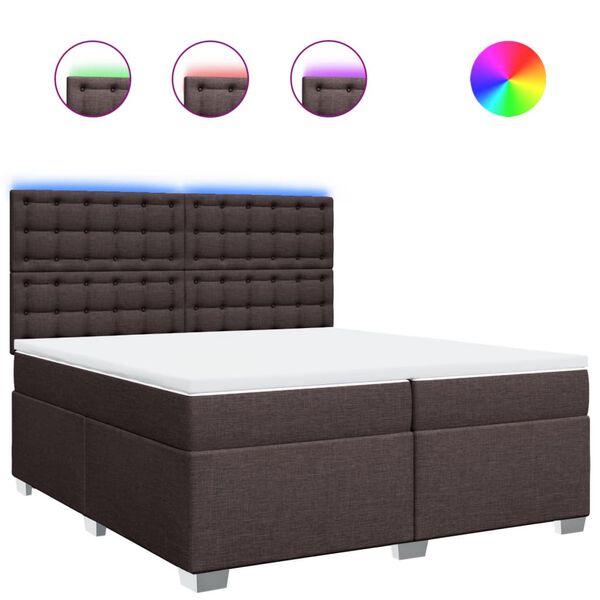 vidaXL Sommier &agrave; lattes de lit avec matelas Marron fonc&eacute; 200x200 cm