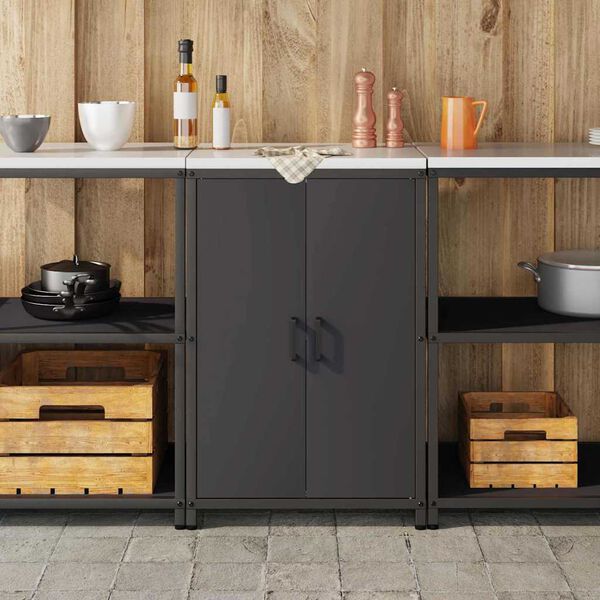 vidaXL Rangement de cuisine avec &eacute;tag&egrave;re Noir 60 x 50 x 92 cm Acier