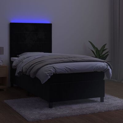 vidaXL Sommier à lattes de lit avec matelas LED Noir 80x200 cm Velours