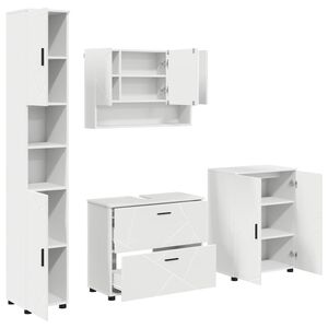 vidaXL Ensemble de mobilier de salle de bain avec tiroir 4 pcs Blanc