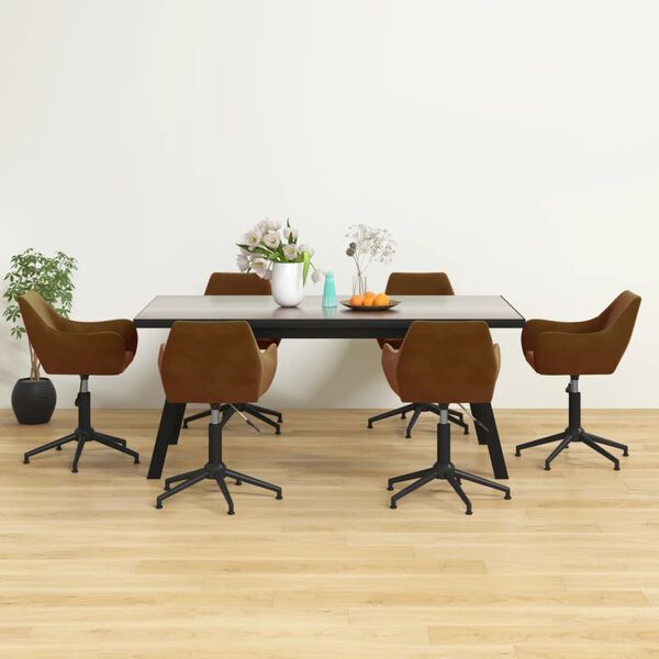vidaXL Chaises pivotantes &agrave; manger lot de 6 marron velours