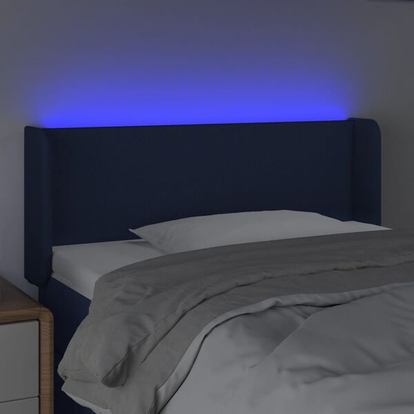 vidaXL T&ecirc;te de lit &agrave; LED Bleu 103x16x78/88 cm Tissu