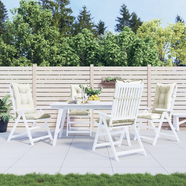 vidaXL Coussins de chaise &agrave; dossier haut lot de 4 cr&egrave;me m&eacute;lang&eacute; tissu