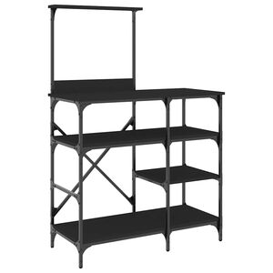 vidaXL Support de boulanger noir 90x40x132 cm bois ing&eacute;nierie et m&eacute;tal