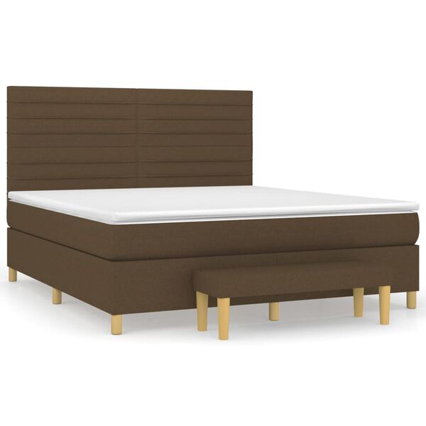vidaXL Sommier &agrave; lattes de lit avec matelas Marron fonc&eacute; 160x200 cm