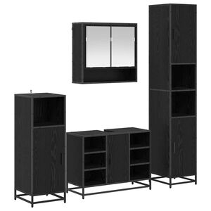 vidaXL Ensemble de mobilier de salle de bain 4 pcs Ch&ecirc;ne noir
