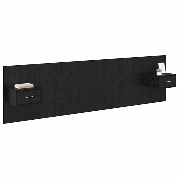 vidaXL T&ecirc;te de lit avec armoire 3 pcs Ch&ecirc;ne noir Bois d'ing&eacute;nierie