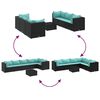 vidaXL Salon de jardin 7 pcs avec coussins Noir R&eacute;sine tress&eacute;e