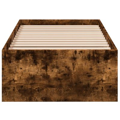 vidaXL Cadre de lit chêne fumé 75x190 cm bois d'ingénierie