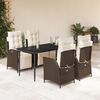 vidaXL Ensemble &agrave; manger de jardin 5 pcs et coussins marron poly rotin