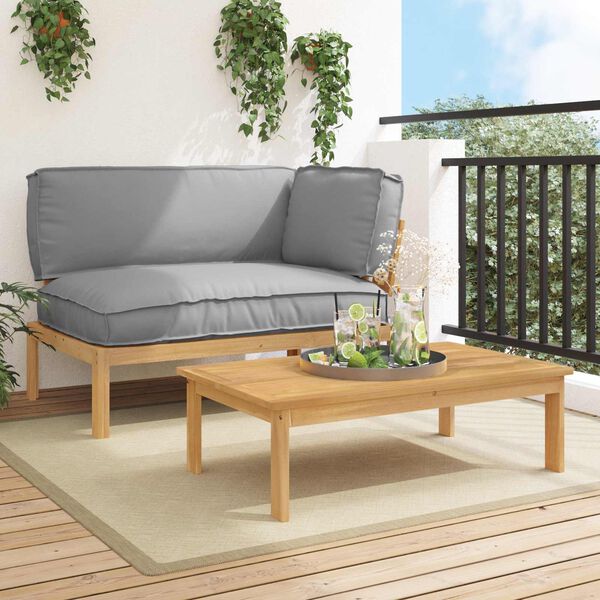 vidaXL Ensemble de Canap&eacute;s Uni 2 pcs Gris Bois d'Acacia Massif