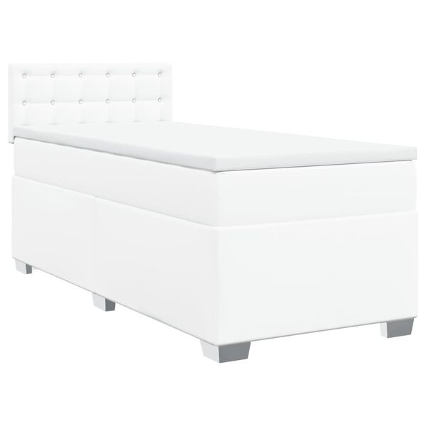vidaXL Sommier à lattes de lit avec matelas Blanc 90x190 cm Similicuir