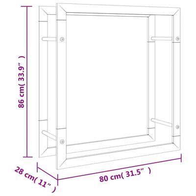 vidaXL Portant de bois de chauffage 80x28x86 cm acier inoxydable