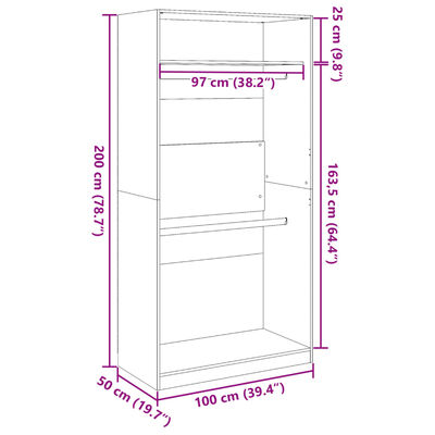 vidaXL Garde-robe Gris béton 100x50x200 cm Aggloméré