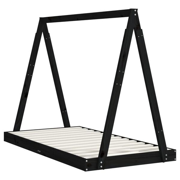 vidaXL Cadre de lit pour enfant noir 80x160 cm bois de pin massif
