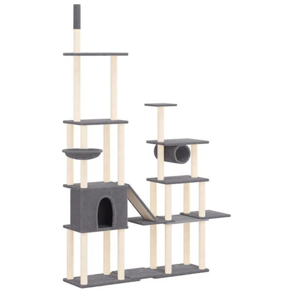 vidaXL Arbre &agrave; chat avec griffoirs en sisal Gris fonc&eacute; 279 cm