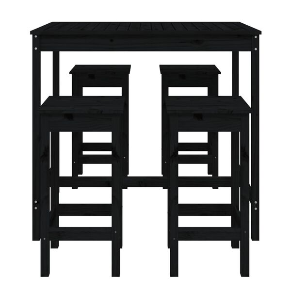 vidaXL Ensemble de bar de jardin 5 pcs noir bois de pin massif