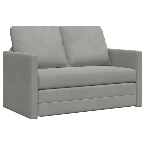 vidaXL Canap&eacute;-lit 2 en 1 gris clair 122x204x55 cm velours