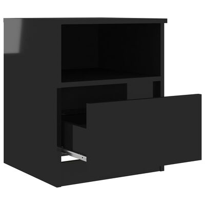 vidaXL Tables de chevet 2 pcs Noir brillant 40x40x50 cm Aggloméré