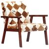 vidaXL Fauteuil blanc et marron cuir v&eacute;ritable de ch&egrave;vre