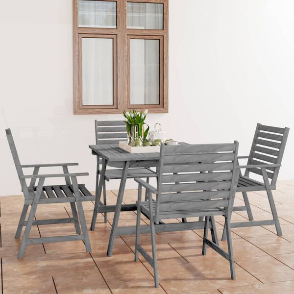 vidaXL Ensemble &agrave; manger de jardin 5 pcs Gris Bois d'acacia massif