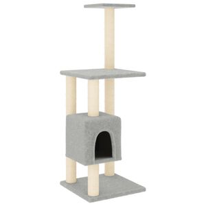 vidaXL Arbre &agrave; chat avec griffoirs en sisal Gris clair 104 cm