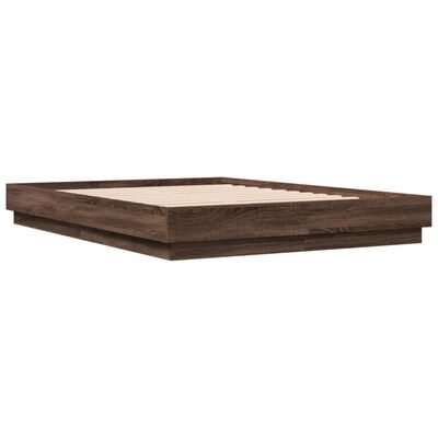 vidaXL Cadre de lit avec LED sans matelas chêne marron 140x200 cm