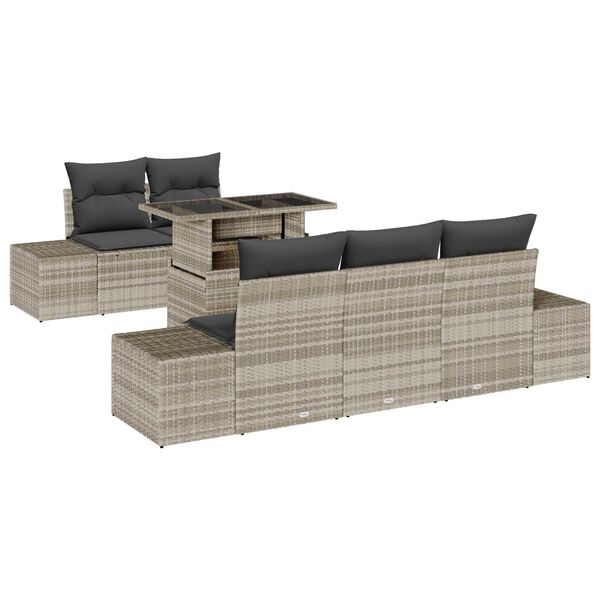 vidaXL Ensemble de Canap&eacute;s avec coussin 6 pcs Gris clair polyrotin