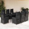 vidaXL Ensemble &agrave; manger de jardin 9pcs coussins noir r&eacute;sine tress&eacute;e