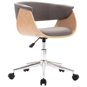 vidaXL Chaise pivotante de bureau Taupe Bois courb&eacute; et tissu