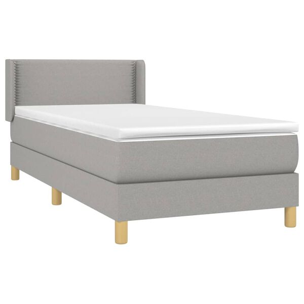 vidaXL Sommier &agrave; lattes de lit avec matelas Gris clair 90x200 cm Tissu