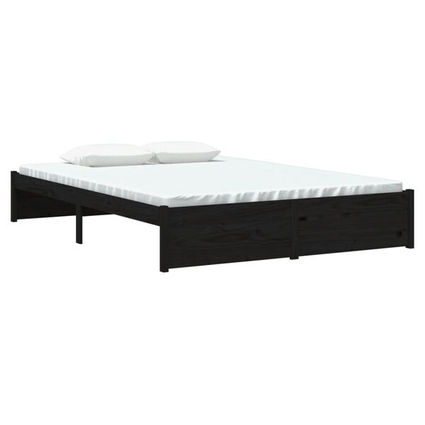 vidaXL Cadre de lit sans matelas noir bois massif 140x200 cm