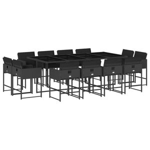 vidaXL Ensemble &agrave; manger de jardin 13 pcs coussins noir r&eacute;sine tress&eacute;e
