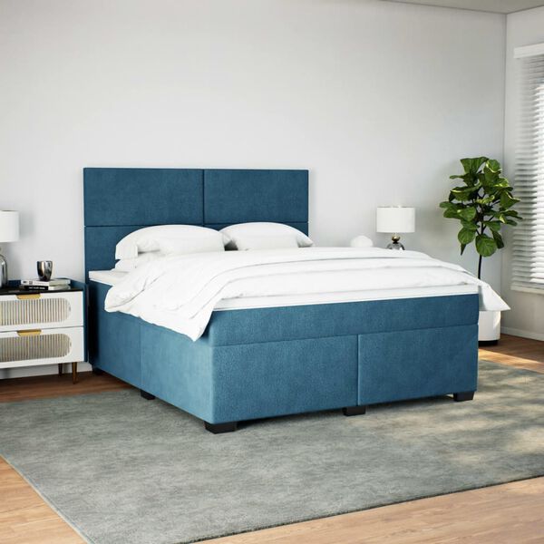 vidaXL Sommier &agrave; lattes de lit et matelas bleu 180x200 cm velours