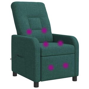 vidaXL Fauteuil de massage inclinable Vert fonc&eacute; Tissu