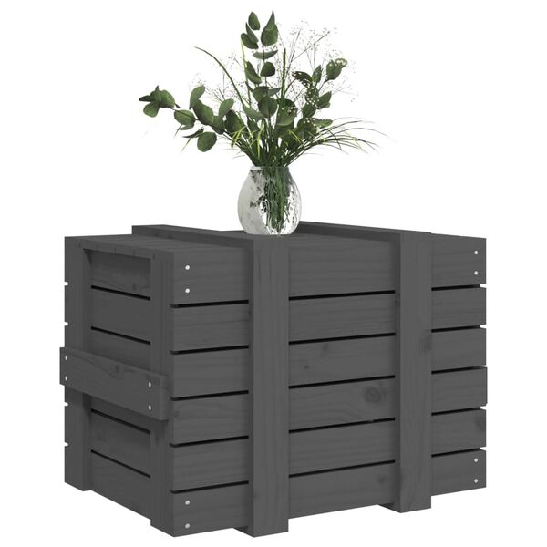 vidaXL Bo&icirc;te de rangement Gris 58x40,5x42 cm Bois massif de pin