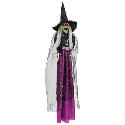 Sorcière Halloween SPOOKA suspendue violette 30 x 133 cm