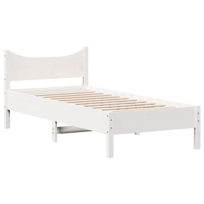 vidaXL Cadre de lit Blanc 75x190 cm Bois de pin massif