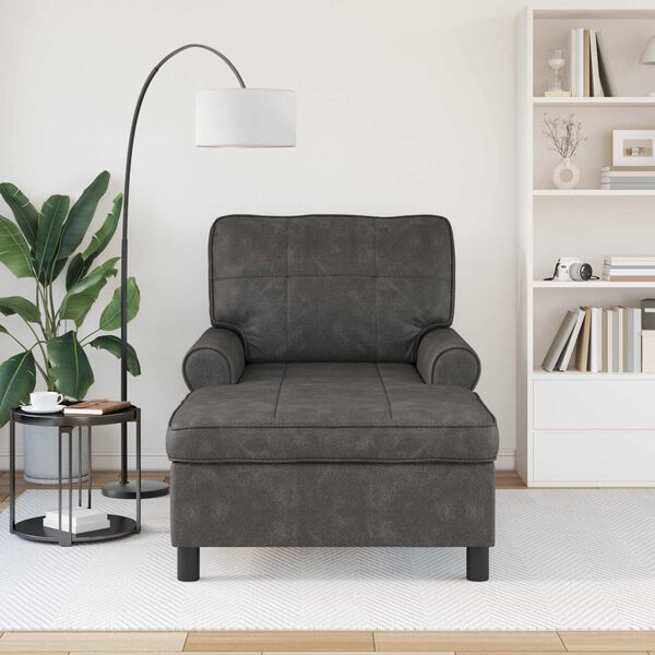 vidaXL Chaise longue avec coussin Noir 91 x 157 x 91 cm Simili cuir
