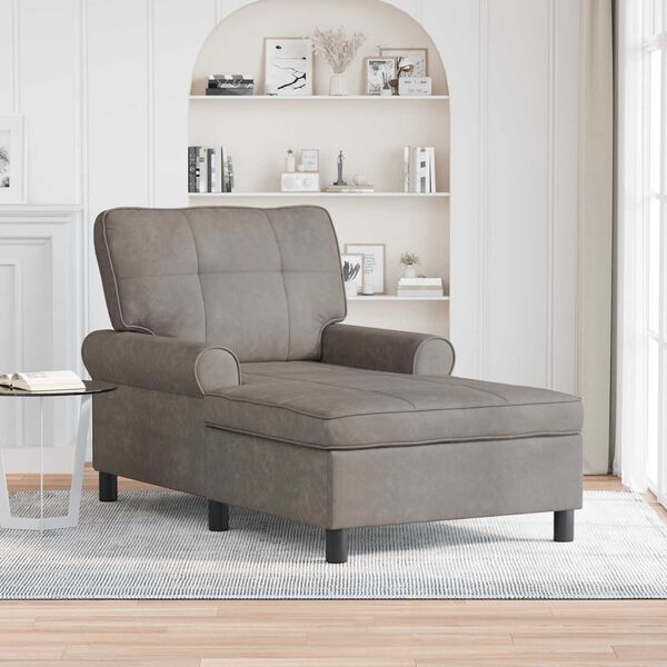 vidaXL Chaise longue avec coussin Gris 91 x 157 x 91 cm PU antique