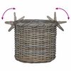 vidaXL Panier &agrave; plantes avec stockage 3 pcs Gris Rattan Kubu