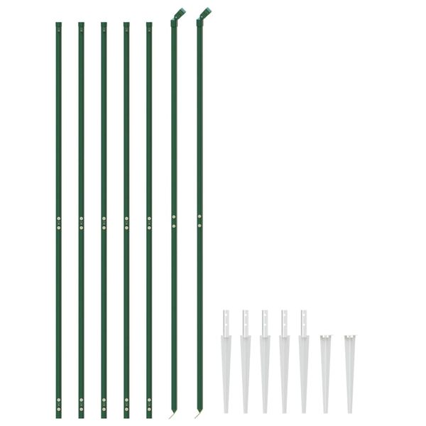 vidaXL Cl&ocirc;ture en treillis m&eacute;tallique et piquet d'ancrage vert 1,6x10m