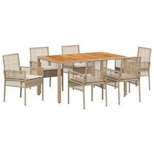 vidaXL Ensemble de salle &agrave; manger pour jardin 7 pcs Beige polyrotin