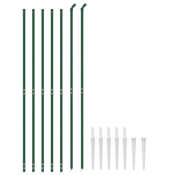 vidaXL Cl&ocirc;ture en treillis m&eacute;tallique et piquet d'ancrage vert 1,4x10m